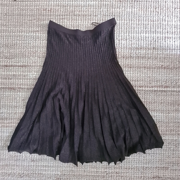 ZARA sparkling feminine dark brown pleated midi skirt size M - Picture 4 of 4